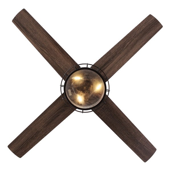 Farmhouse 4-Blade Oil Rubbed Bronze Glass Shade Ceiling Fan with Remote - 52-in W x 17.6-in H Shopping - The Best Deals on Ceiling Fans | 37240639