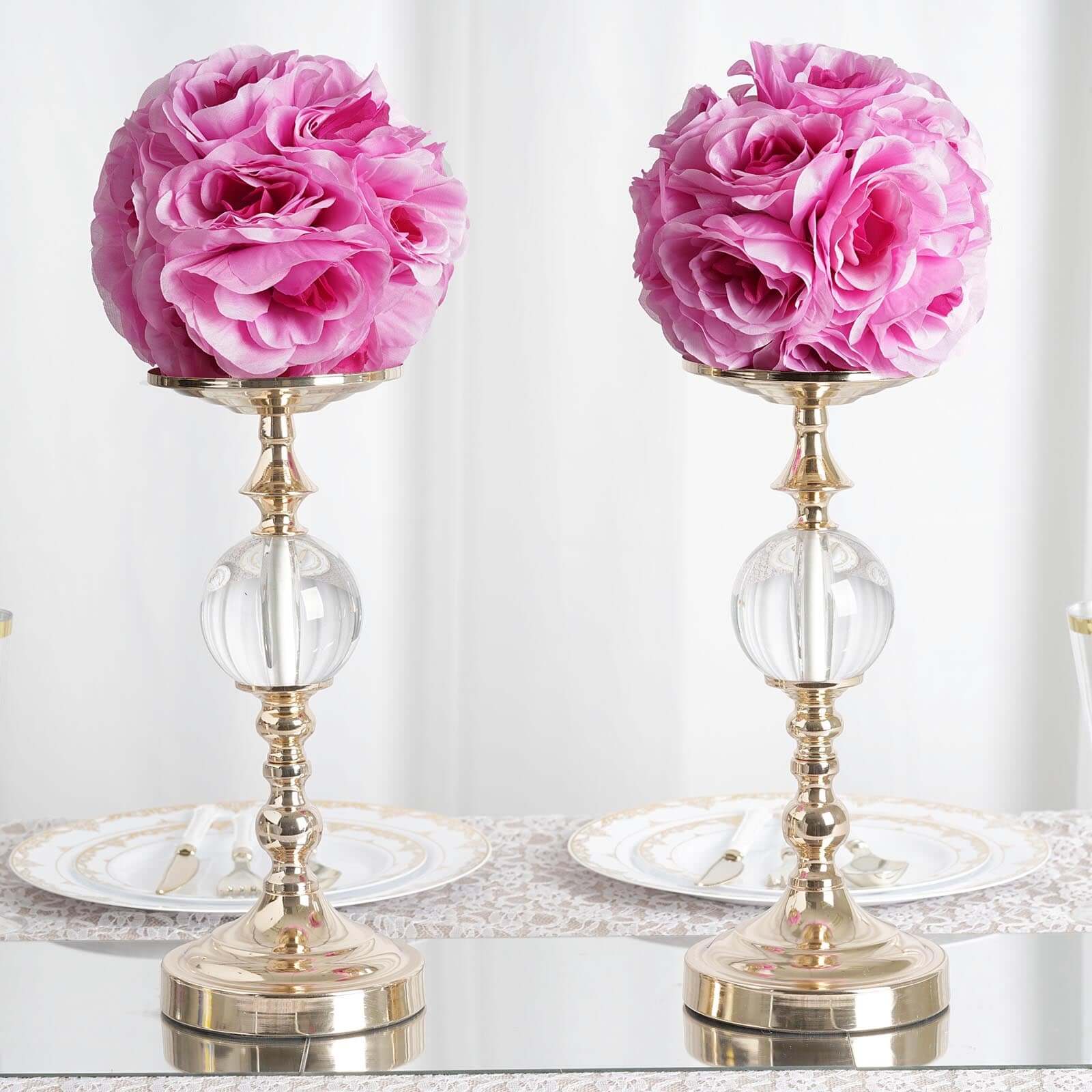 2 Pack Lavender Lilac Artificial Silk Rose Kissing Ball, Flower Ball 7