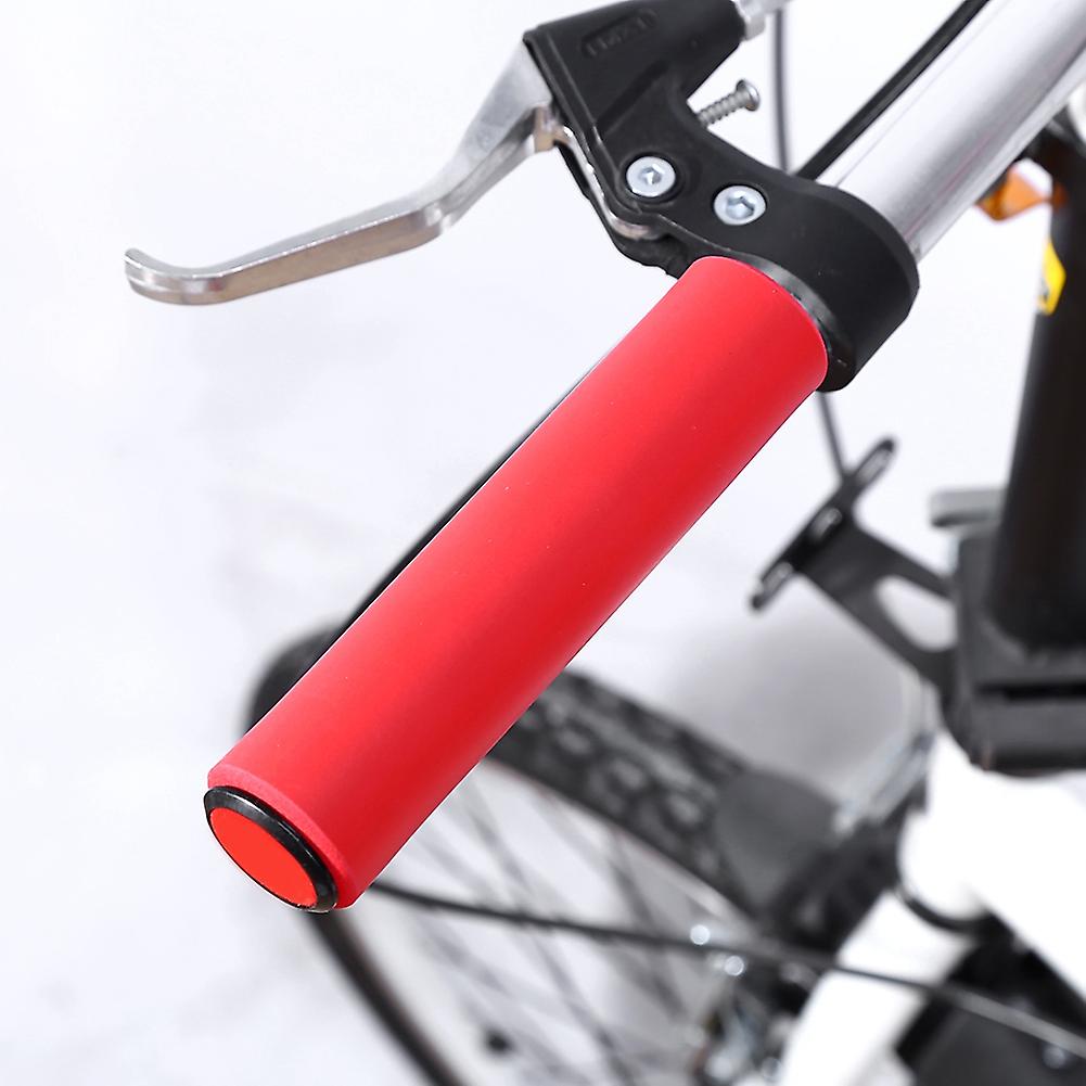 1 Pair Lightweight Soft Bicycle Handle Grip With Bar End Stoppers For Mtb  Bike(red)