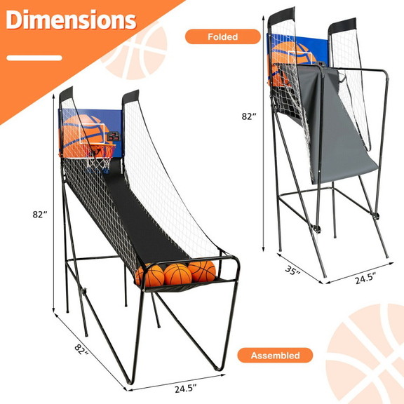 Costway 75138604 Foldable Single Shot Basketball A...