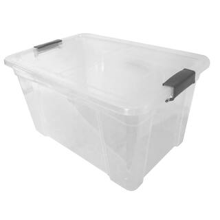 Modern Homes 9.5 Gal. Storage Box in Clear Bin with Grey Handles with cover 22144