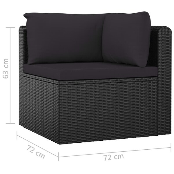 11 Piece Garden Lounge Set with Cushions Poly Rattan Black - Overstock - 35106166