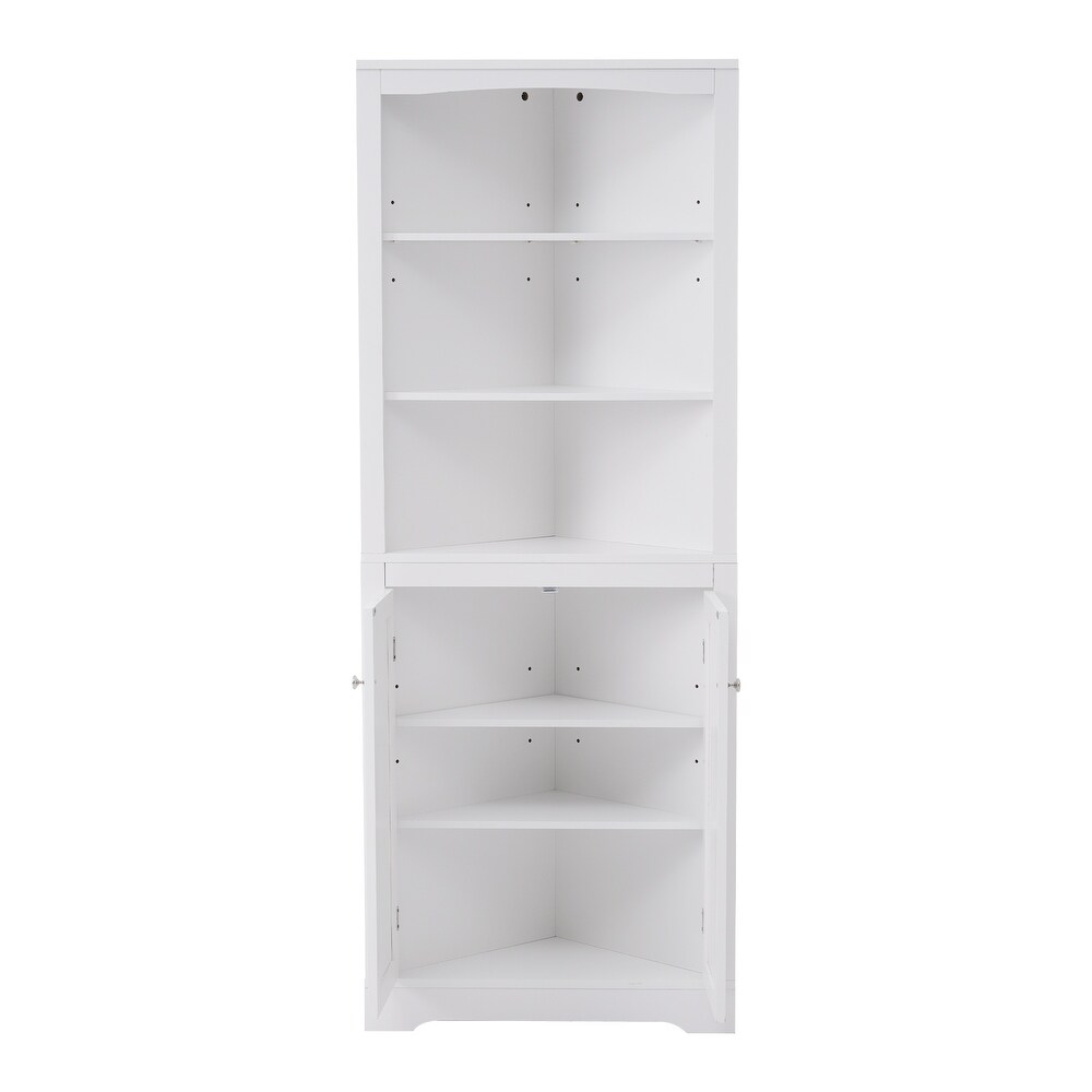 Bathroom Storage Corner Cabinet with Adjustable Shelves and Doors  Multi Functional Tall Storage Cabinet