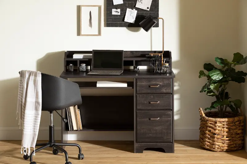 Versa Black Computer Desk with Hutch - South Shore