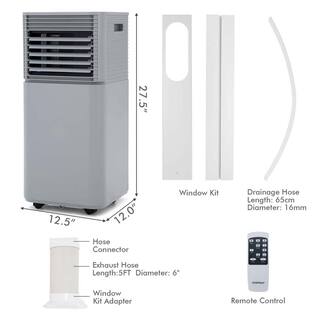 Gymax 3-in-1 8000 BTU (ASHRAE) 5300 BTU (DOE)Portable Air Conditioner AC Unit Air Cooler 230 sq. ft. in Grey GYM09630