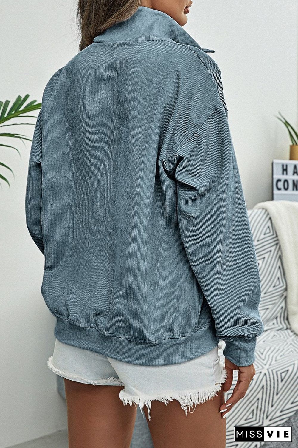 Corduroy Long Sleeve Casual Sweatshirt