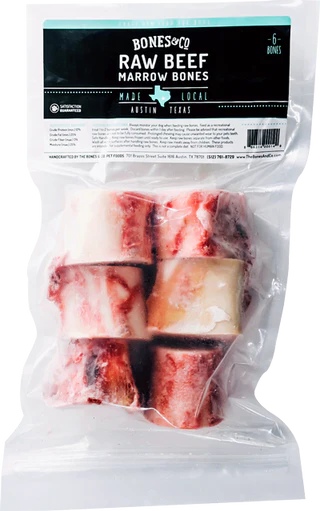 Bones and Co. Beef Marrow Bones Frozen Raw Dog Chews， 2 inch;