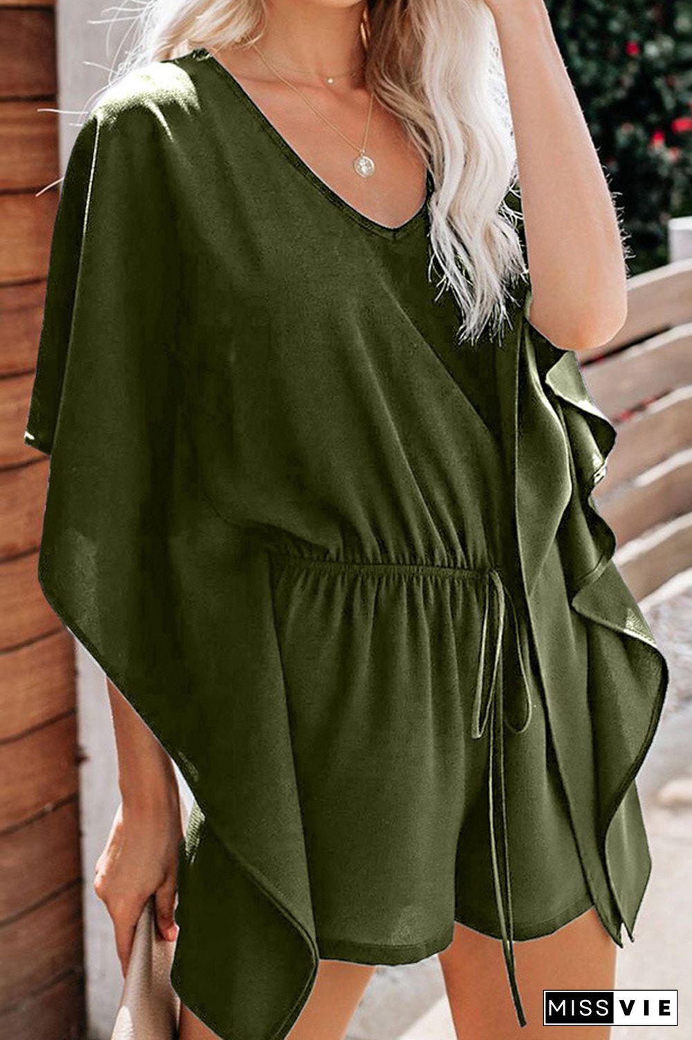 KarliDress V-Neck Ruffled Wide Loose Romper P12896