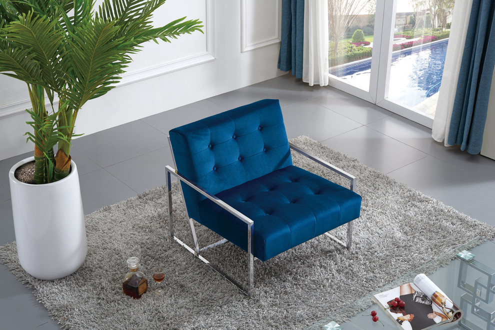 Alexis Chrome Accent Chair   Contemporary   Armchairs And Accent Chairs   by Meridian Furniture  Houzz