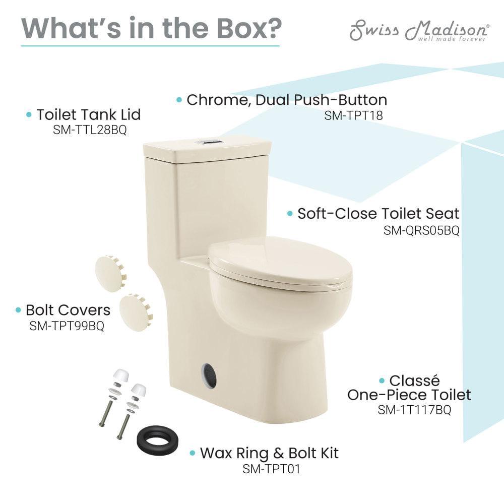 Swiss Madison Classe 1Piece 1116 GPF Dual Flush Elongated Toilet in Bisque Seat Included