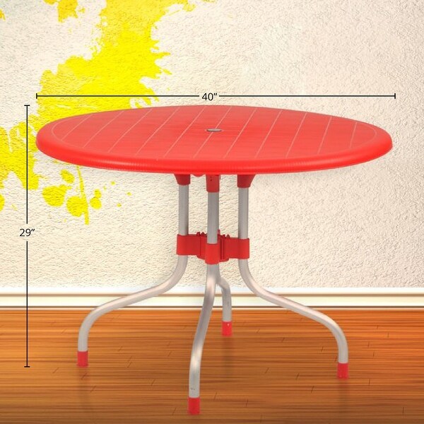 Delfino Plastic Resin Round Outdoor Patio Table