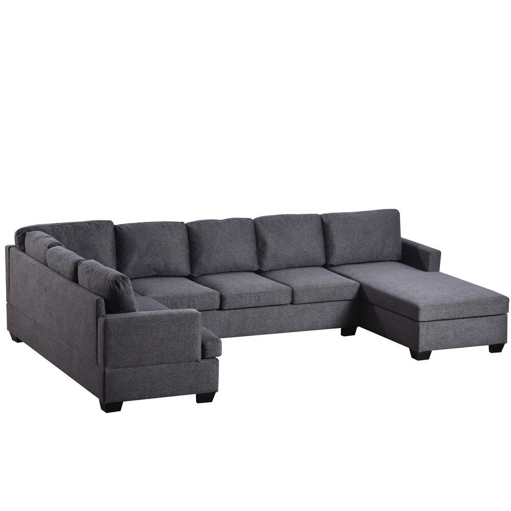 Breathable Fabric U Shape Sectional Sofa with Wide Chaise Lounge