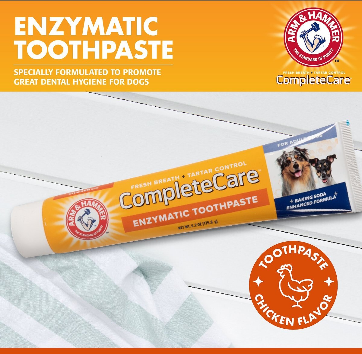 Arm and Hammer Complete Care Adult Chicken Flavored Dog Toothpaste， 6.2-oz tube