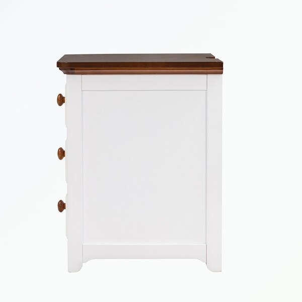 Nightstand with USB Charging Ports and Three Drawers - - 36934055