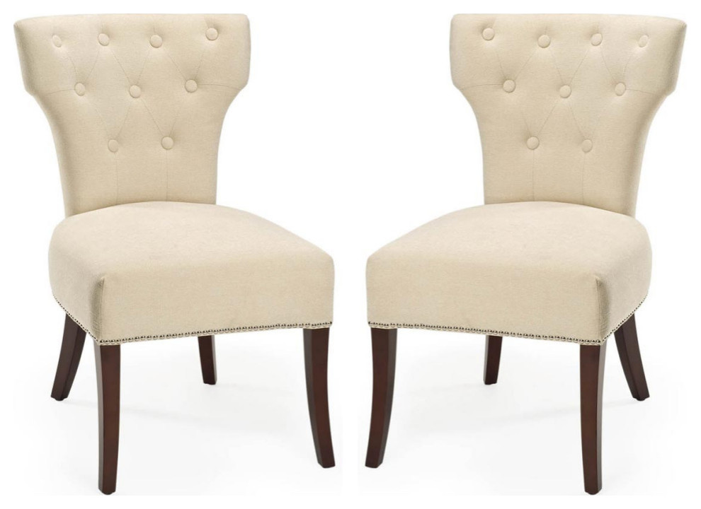 Mia 21  x27 x27h Tufted Side Chair  Set of 2 Natural Cream   Modern   Dining Chairs   by Virgil Stanis Design  Houzz