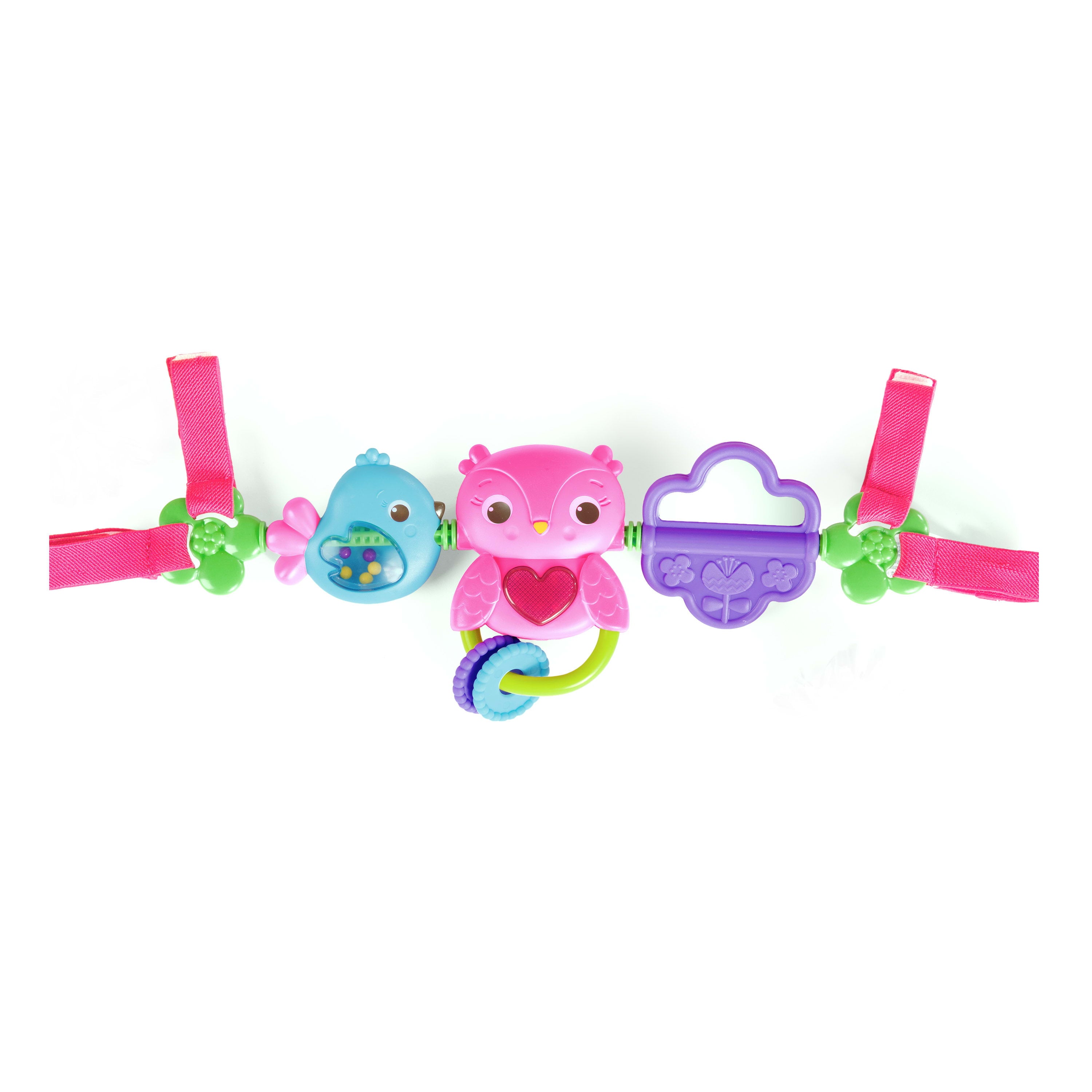 Bright Starts Busy Birdies Carrier Toy Bar Musical Take-Along Toy with Lights， Ages Newborn +