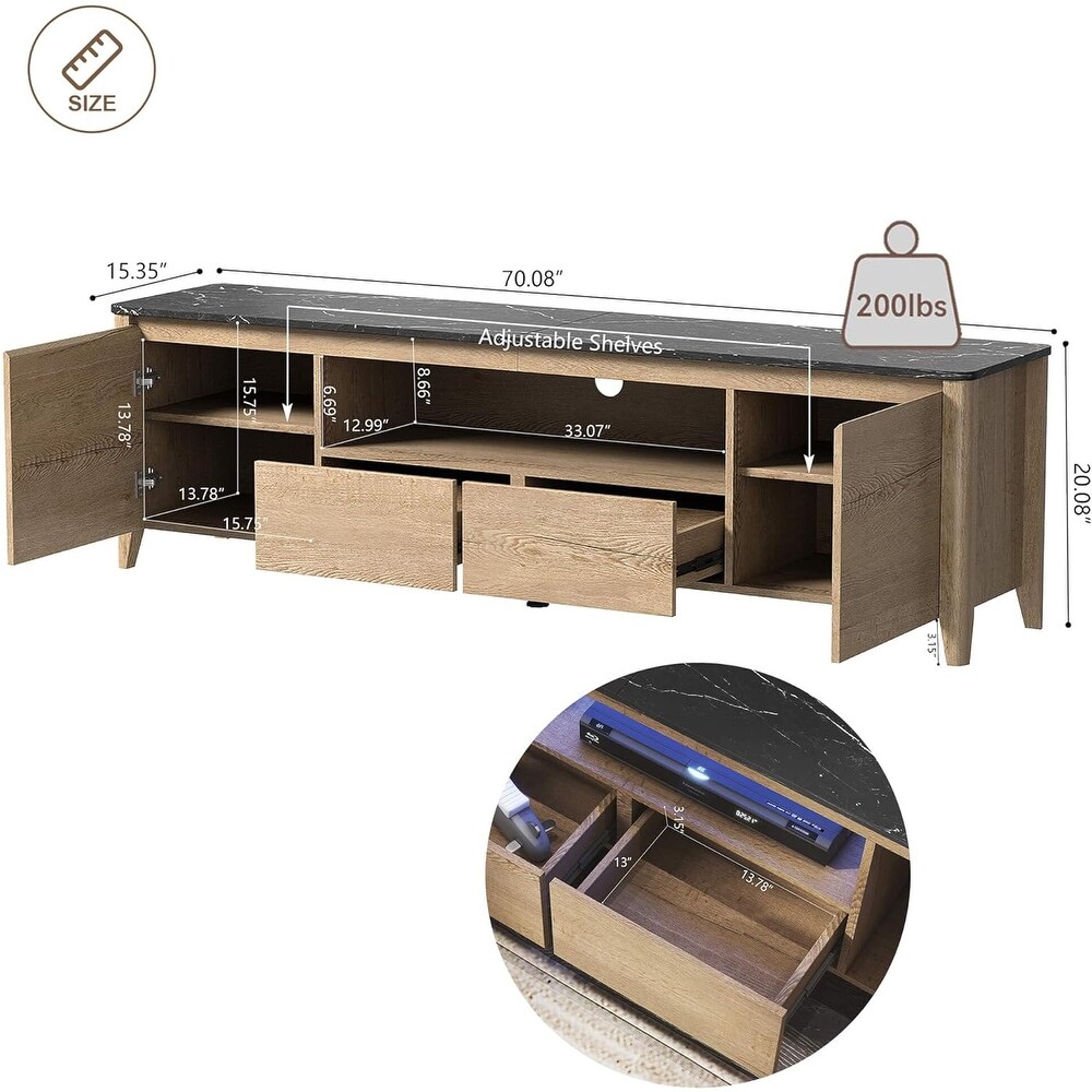 TV Stand with Drawers and Doors  Modern Led Entertainment Center for Bedroom 70 inch   M