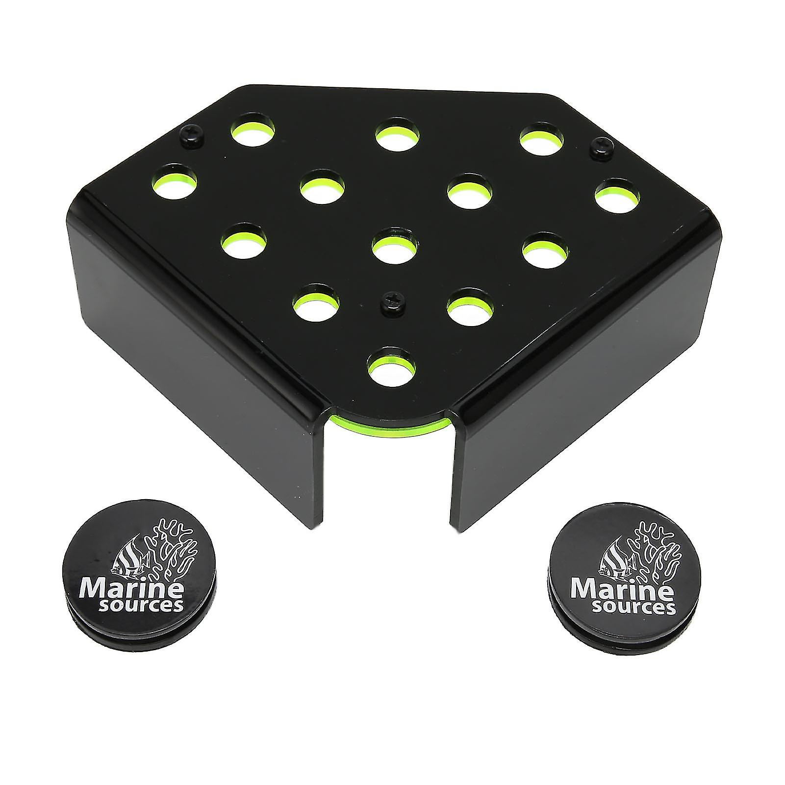 Fluorescent Green Coral Frag Holder 13 Holes Double Layers Acrylic Coral Frag Rack with Magnetic Suction for Fish Tank