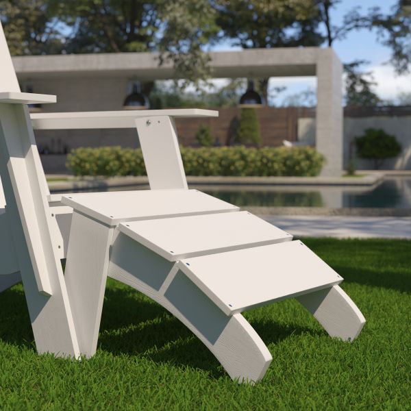 Sawyer Modern Commercial Grade All-Weather Poly Resin Wood Adirondack Ottoman Foot Rest in White