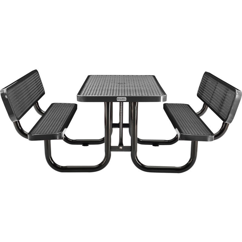 6' Rectangular Outdoor Expanded Metal Picnic Table With Backrests， Black