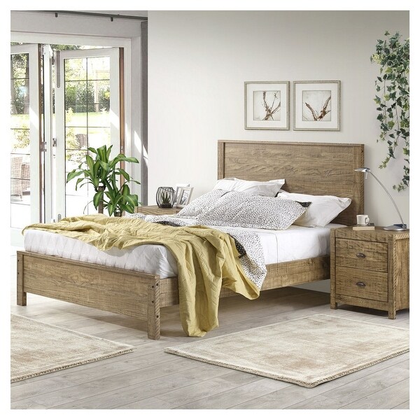 Yes4wood 3-Piece Bedroom Furniture Set， Solid Wood Albany Twin Size Bed Frame with Two 2-Drawer Nightstands - - 37849885