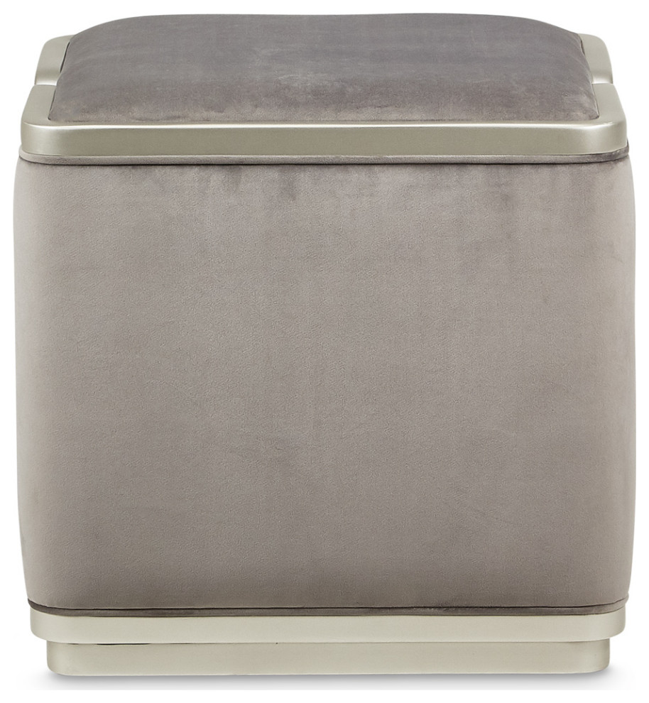 Linea Ottoman   Gray Pearl/Silver Mist   Contemporary   Footstools And Ottomans   by Michael Amini  Houzz