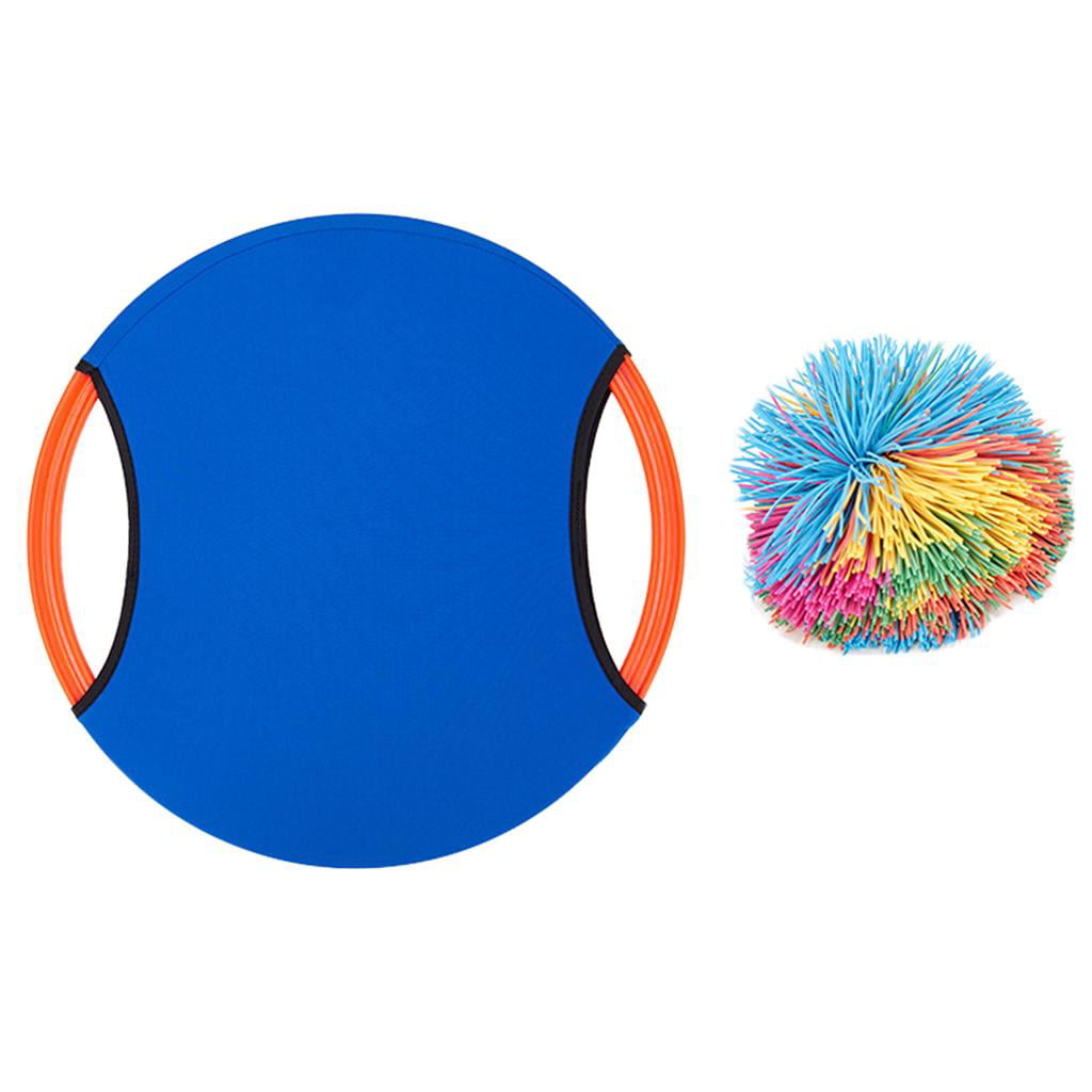 Outdoor Trampoline Paddle Ball Bouncy Disk Game for Lawn and Pool - Throw， Toss and - Kids and Adults Blue