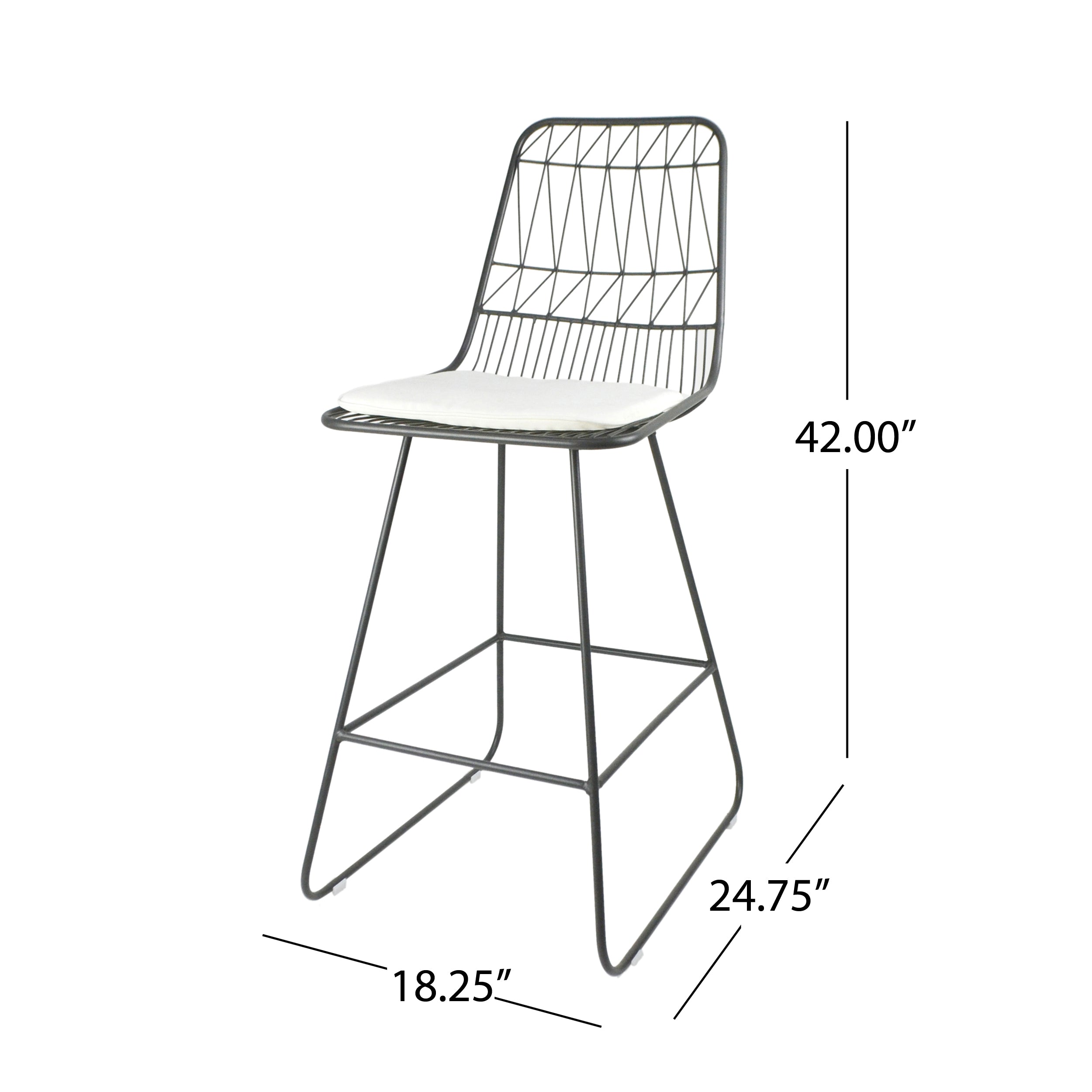 Hedy Outdoor Wire Counter Stools with Cushions (Set of 4)