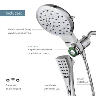 MOEN Verso 8-Spray Patterns with 1.75 GPM 7 in. Wall Mount Dual Handheld Shower Heads with Infiniti Dial in Brushed Nickel 220C3EPBN