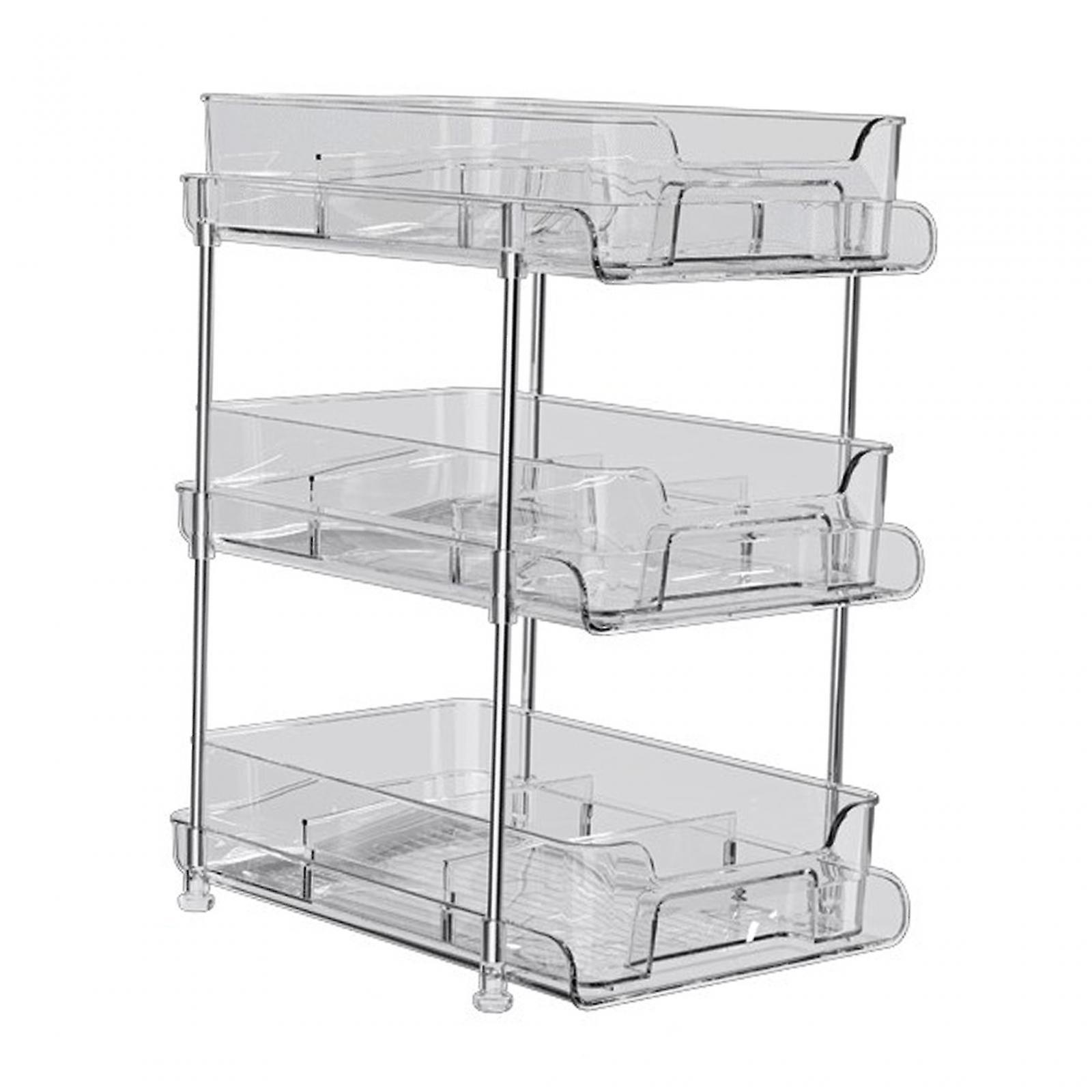 Shower Caddy Shelf Pull Out Cabinet Organizer Perfumes Bathroom Storage Rack 3 Tier 29x21.2x37cm