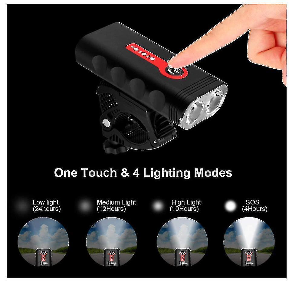 Bike Light， Usb Rechargeable Bicycle Lights Headlamp Front Lamp， 2400 Lumens， 4 Modes， Ip65 Waterpro