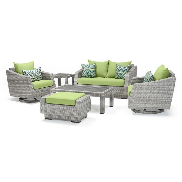 Cannes 6 Piece Sunbrella Outdoor Patio Love and Motion Club Seating Set