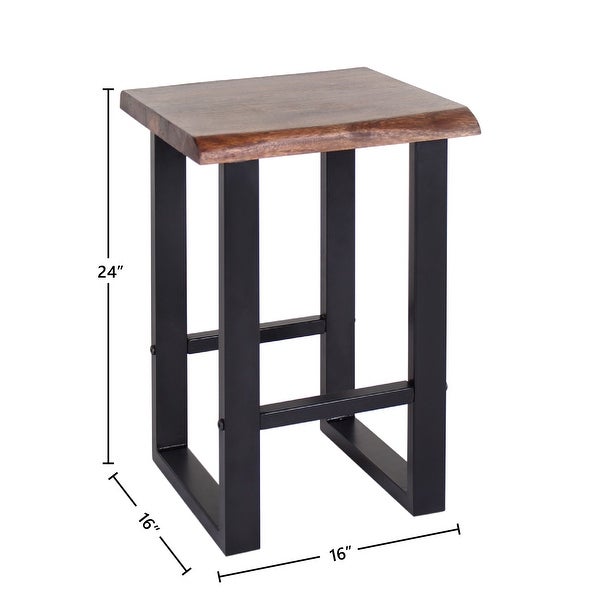 Jessore Handmade Live Edge Acacia and Iron Bar Stool (24-inch/ 30-inch)