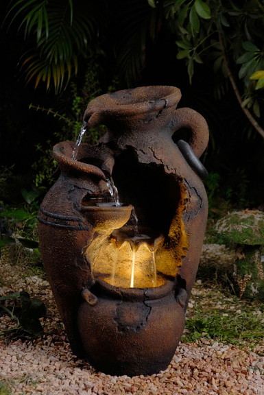 Jeco Old Fashion Pot Outdoor Fountain with Led Lig...