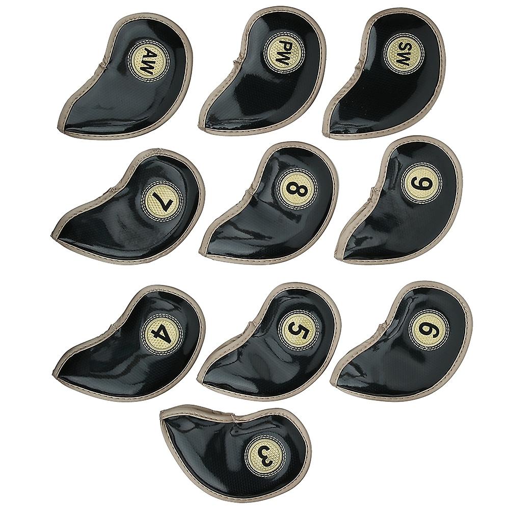 10pcs/set High Quality Pu Golf Iron Head Cover Headcover Club Protector Protective Caseblack