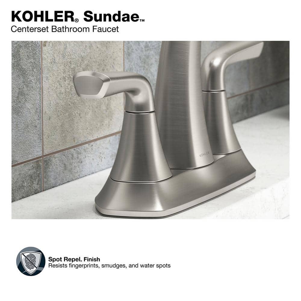 KOHLER Sundae 4 in Centerset 2Handles Bathroom Faucet in Vibrant Brushed Nickel