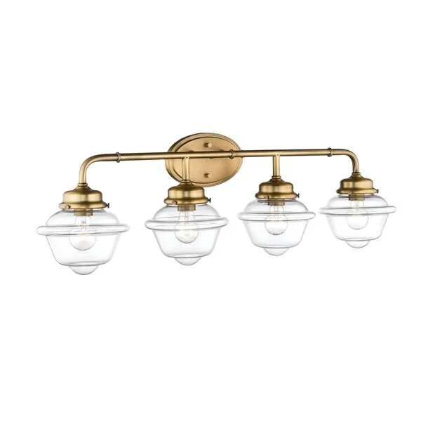 Neo-Industrial 4 Light Bathroom Vanity Light in Polished Nickel