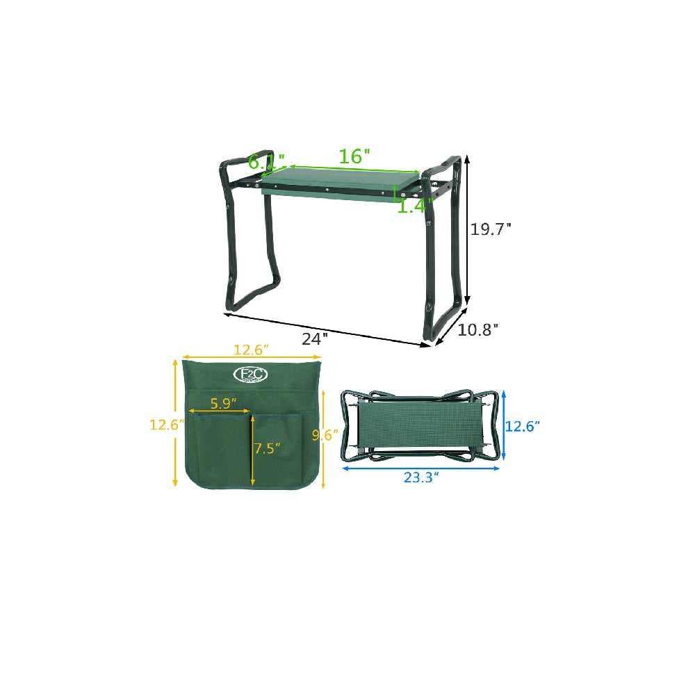 Kneeler Bench Kneeling Soft Eva Pad Seat With Stool Pouch