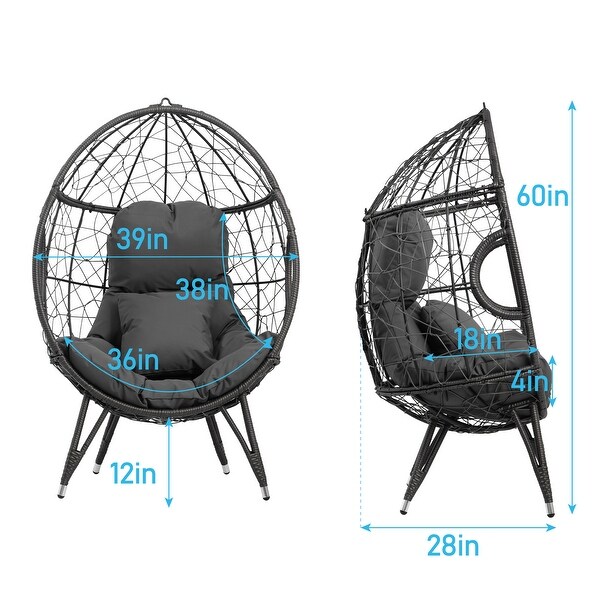 Patio Wicker Egg Chair or PE Rattan Basket Swing Chair Hanging Chair with Cushion