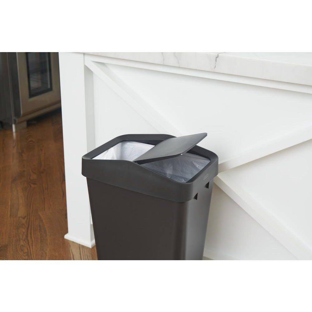 Rubbermaid 12.2G Swing Top Trash Can Black 2170117