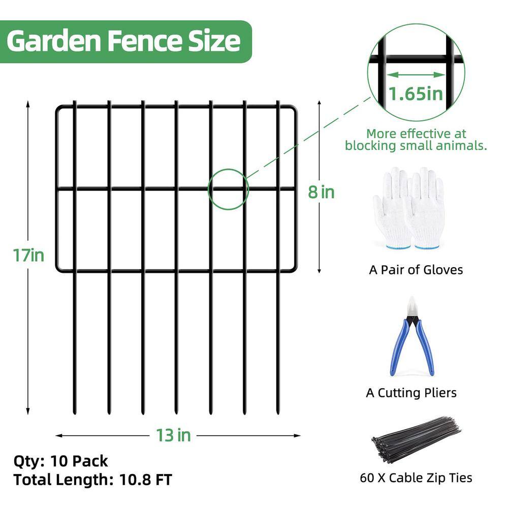 17 in. Metal Garden Fence (10-Pack) TG-B55H-27