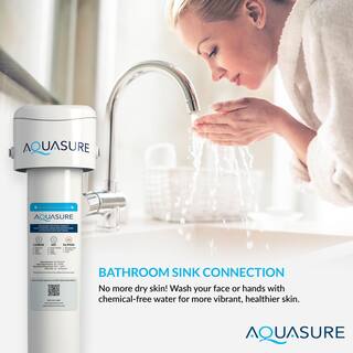 AQUASURE Fortitude Compact Under Sink Multi-Purpose Water Filtration System with CarbonKDF and Siliphos Scale Inhibiting Media AS-FC50H-CKS