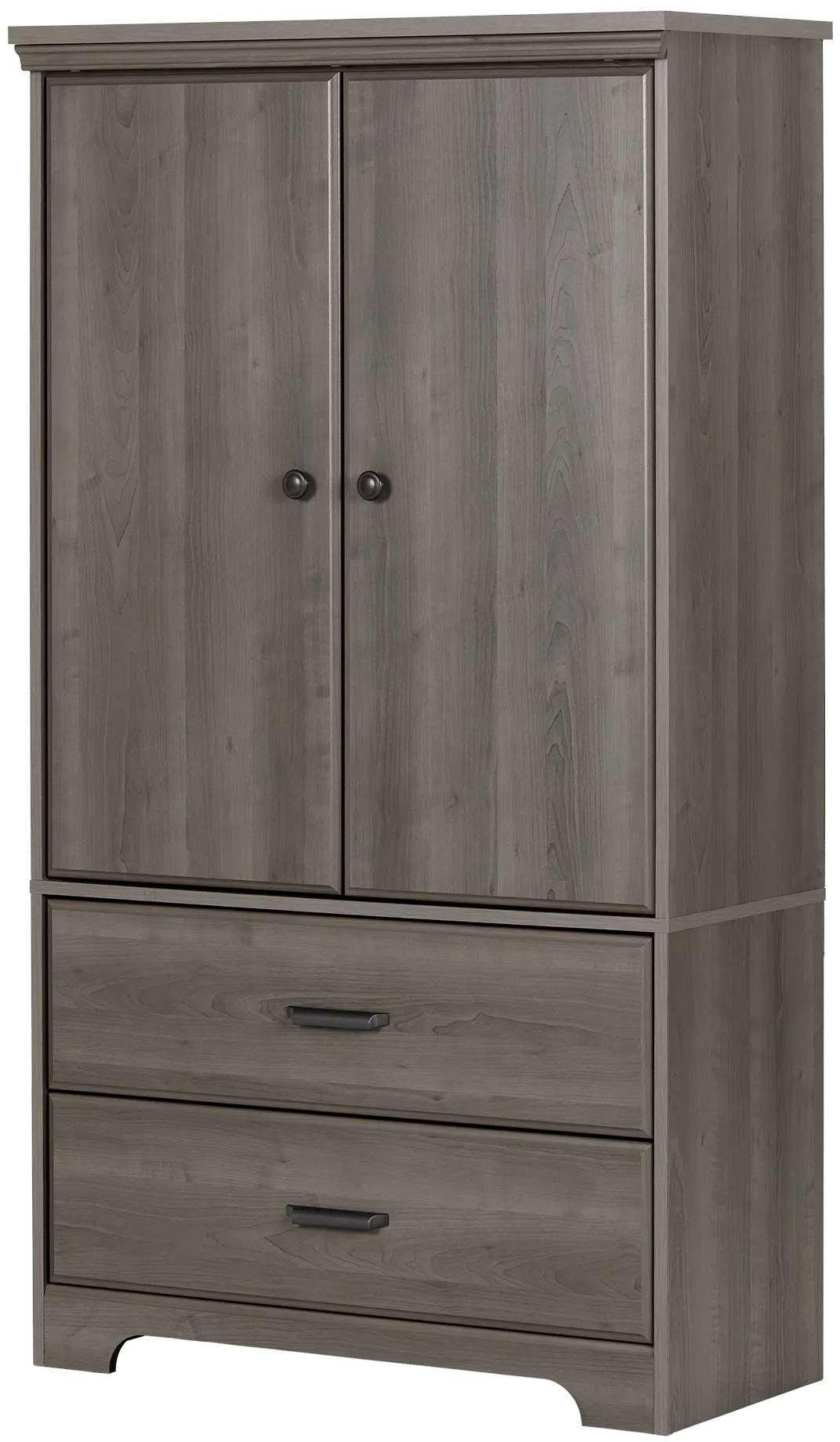 Versa Gray Maple Two-Door Armoire with Drawers - South Shore