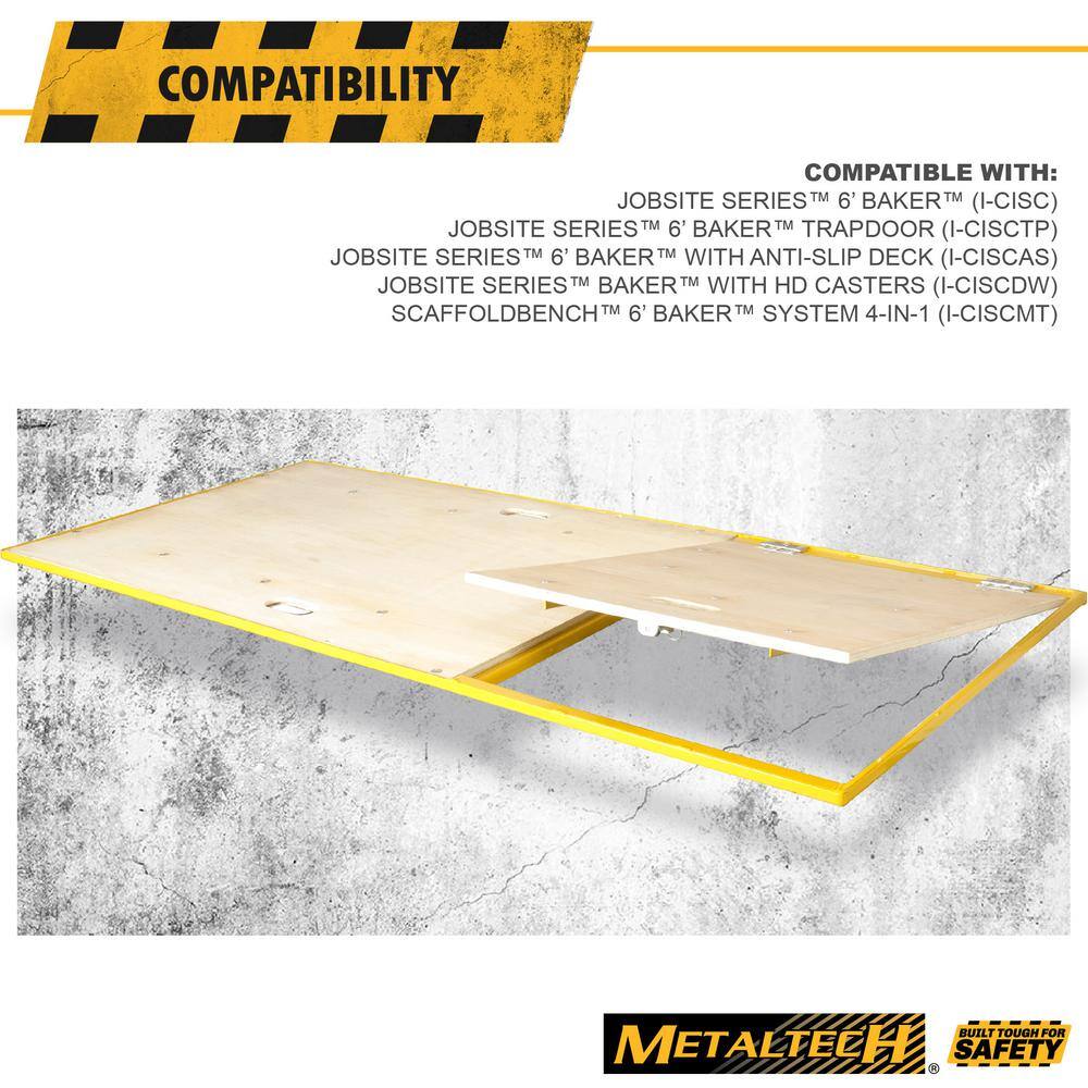 MetalTech 2.41 ft. x 5.6 ft. x .125 ft. Wood Platform Walk Board with Trap Door for Baker Scaffolding 1000 lbs. Load Capacity I-CISPT