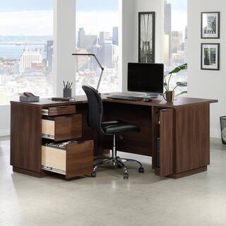 WORKSENSE Palo Alto 59.134 in. L-Shaped Spiced Mahogany Commercial Computer Desk with File Storage 427793