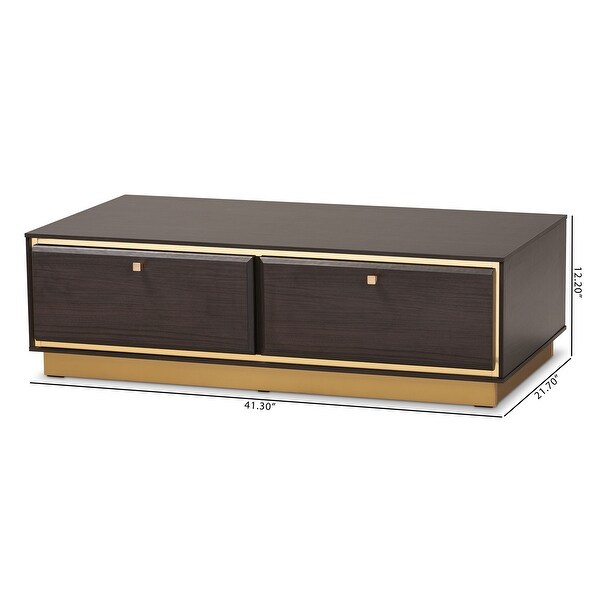 Cormac Transitional Wood and Metal 2-Drawer Coffee Table