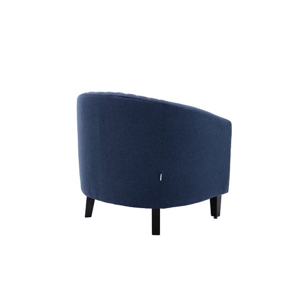 Stylish and Comfortable Barrel Chair for Home Decor， Navy Linen