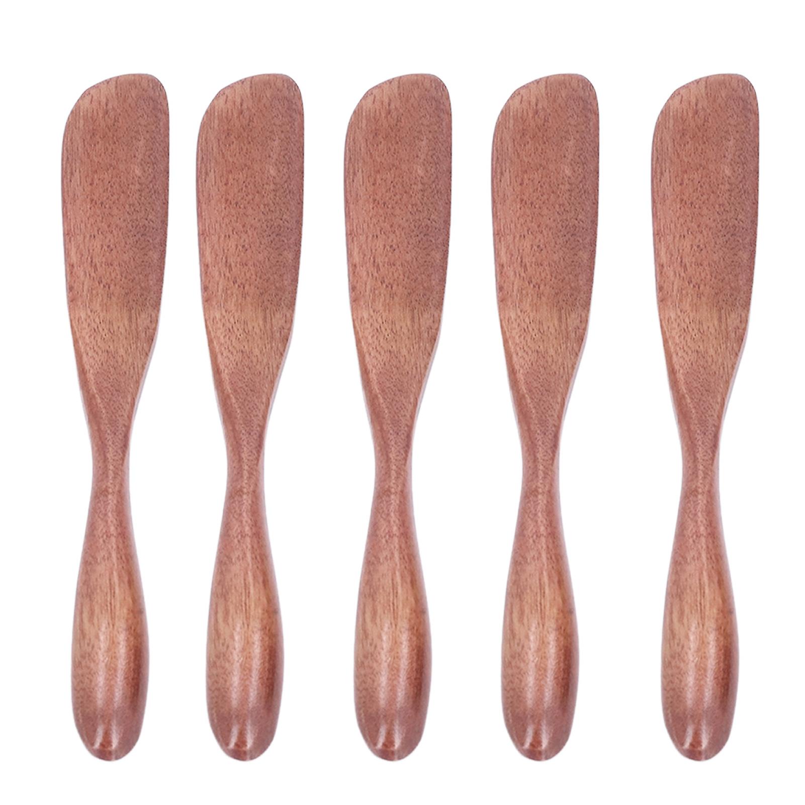 5pcs Wooden Butter Knife Jam Cheese Spreader Tableware For Japanese Style For Bread Facial Maskdark Paint Color