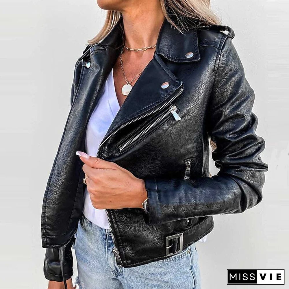 Women's Faux Modern Street Style Leather Jacket