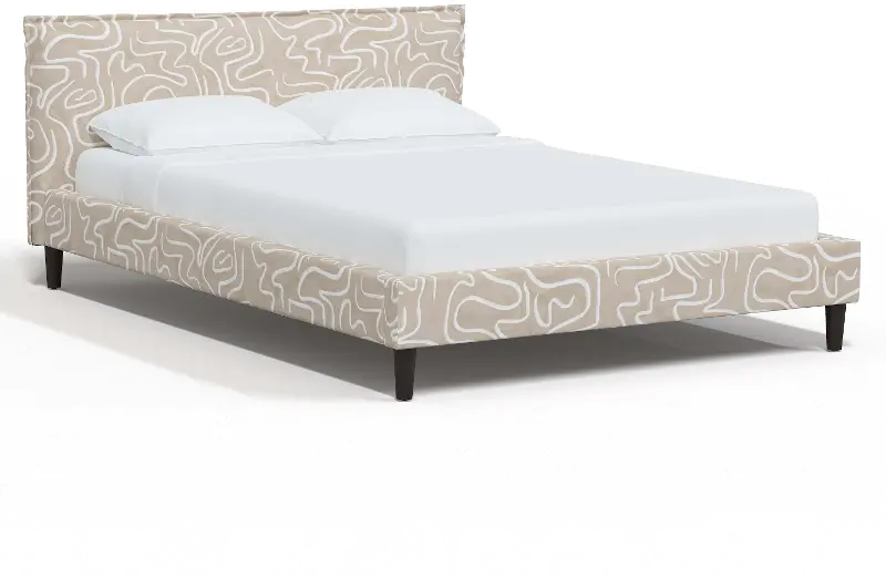 Maeve Beige Abstract Print Twin Platform Bed - Skyline Furniture